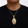 Herren Goldene Rugby-Halskette mit Nummer 100 auf gedrehter Kordelkette mit Strasssteinen - Gold mit 20-Zoll-Kordelkette