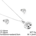 Set gioielli albero della vita in argento con ciondolo rotondo e orecchini a lobo - Color Acciaio