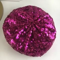 Fashionable rose red sequin beret hat for women featuring shiny reflective round sequins - Rose Red