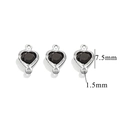 Stainless steel heart pendant with black crystal stone and 7.5mm height dimension - 2-Hole-Black / Steel