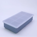 Blaugraue Silikon-Eiswürfelform mit 6 Fächern und einem lichtdurchlässigen Deckel - 6-Quadratisch mit Deckel Morandi Blau