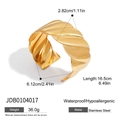 Modern wavy gold-plated stainless steel open bangle with bold spiral twisted texture - Spiral Twist Texture Style (JDB0104017)