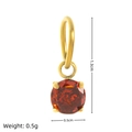 Dettaglio di un ciondolo dorato da 1,3 cm con pietra rossa con dimensioni e peso - Gennaio-Ciondolo Singolo (Rosso Granato)