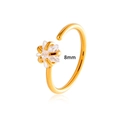 Piercing al naso a C in acciaio dorato da 8mm con fiore in zirconi brillanti - Stile Stella (2602-2) / Oro