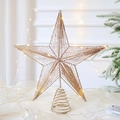 Sparkling champagne gold LED star topper with glitter finish and spiral base - 30*8*35cm / Champagne 3D Star (No Light)