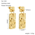 18K vergoldete Edelstahl-Ohrringe im geometrischen Design mit Hammerschlag-Optik - Quadratischer und Rechteckiger Splicing Hammerschlag Stil (1343)