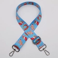 Adjustable blue Christmas bag strap featuring gingerbread and candy cane patterns - No. 653 Blue Christmas Gunmetal Hook
