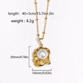 Detailed size chart for 18K gold shell pearl pendant with chain length and weight info - Irregular Frame (Style 9)