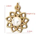Golden flower pendant with white pearl inlay, dimensions 2.6cm by 2.2cm, weight 4.7g - BXGPJ132-Pearl Flower Pendant