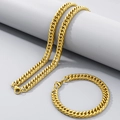 Ensemble chaîne cubaine dorée pour homme comprenant un collier et un bracelet assortis - Bracelet 20CM / 8mm / Or