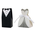 European wedding favor gift boxes in elegant tuxedo and bridal gown designs with white ribbons - Double-breasted Suit