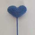 Handmade crochet heart-shaped flower bouquet in blue knit finish for gift giving - Dark Blue