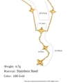 18K gold plated stainless steel four-pointed star tassel necklace with 45cm chain length - Four-pointed Star Tassel Necklace (Gold)