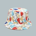 Dettaglio cappello a secchiello per bambini con stampe di auto colorate e cuciture solide - Auto dei Cartoni Animati Bianche (9#)