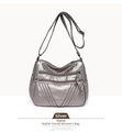 Detail of silver textured PU leather crossbody bag with multiple zipper compartments - Silver