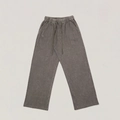Dettaglio della vita elastica e coulisse dei pantaloni a gamba larga grigio lavato vintage - XS / Marrone Selvaggio