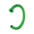 Single green translucent plastic C-shaped nose ring stud piercing with ball end - Transparent Green C-Shape 1x8x2mm