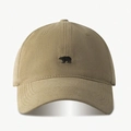 Khaki katoenen baseballpet met zwarte ijsbeer borduring en verstelbare riem tegen de zon - Eén maat / Khaki