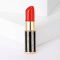 Spilla creativa a forma di rossetto con smalto rosso, oro e strass scintillanti - Stile rossetto / Rosso