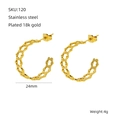 Dettaglio di orecchini a stella in acciaio inossidabile placcato oro 18k con dimensioni - Stile Tondo Svuotato (ZE120G)
