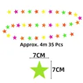 Guirlande d'étoiles colorées de 4m avec 35 étoiles en papier néon de 7cm pour fête - Étoile 4m (35 Pièces)