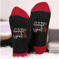Red and black Christmas socks featuring a festive tree and holiday quote on the sole - One Size / Christmas Tree Black Red