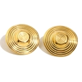 Elegante Ohrstecker aus 18K vergoldetem Edelstahl mit konzentrischer Kreisstruktur und Spiralen - Gold