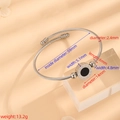 Silver stainless steel cable wire cuff bracelet with Roman numeral pendant, 59mm diameter - Cable Silver Black Shell Roman Numeral