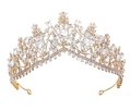 Dettaglio corona da sposa dorata con strass di cristallo e gemme a forma di goccia - Oro Strass Bianco