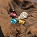 Elegant gold butterfly brooch featuring colorful crystals and micro-pave rhinestones - Four-Color Crystal Butterfly (90452)