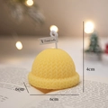 Yellow knitted hat shaped scented candle holiday decoration size 6cm by 4cm - Yellow Hat - Lime Basil & Mandarin