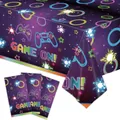 Tovaglia per feste a tema videogame con design a controller neon e cielo stellato - Modello di Console di Gioco 137*274cm