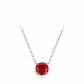 S925 sterling zilveren ketting met 8 mm ronde rode robijn hanger en O-schakel - S925 Sterling Zilver (8mm)