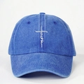 Cappellino da baseball in denim lavato blu con ricamo faith bianco a forma di croce - Blu Reale