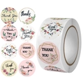 Roll of 8 assorted floral thank you stickers for wedding favors and gift sealing decoration - Eight Floral Collection