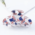 Floral print acrylic hair claw clip with American flag pattern on white background - Bow Hair Claw - 9cm