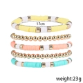Ensemble de cinq bracelets bohèmes avec perles en argile jaune, rose et cyan - Style Vif Mixte Macaron (ZXS0158-1) / Set de 5 pièces
