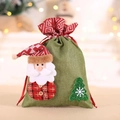 Kerstcadeauzakje van linnen met 3D Kerstman en rood trekkoord voor de feestelijke dagen - Kerstman Patroon (C-D37)
