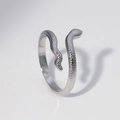 Anello a serpente regolabile in acciaio inossidabile argento con trama a squame fitta - Taglia 7 (Regolabile) / Color Acciaio