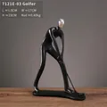 Statue de golfeur moderne en résine noir mat et argent pour décoration de bureau - Joueur de Golf - Tête Argentée