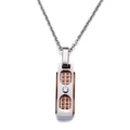 Collana con pendente rettangolare bicolore argento e oro rosa con cristallo e incisione Love - Stile Oro Rosa Per Donna (KP59941)