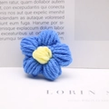 Handmade crochet milk cotton flower accessory in deep blue and bright yellow finish - Deep Blue