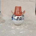 Silver disco ball drinking cup with orange cowboy hat lid for festive party supplies - 600ml / Coffee Cowboy Hat