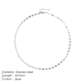 Minimalist silver stainless steel choker necklace featuring flat circular disc links - 35+3cm / Steel