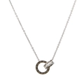 Titanium steel necklace featuring interlocking gold double rings with Roman numerals - Silver