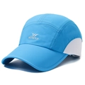 Quick-dry breathable baseball cap in bright blue with white mesh side panels and embroidery - Adjustable / Lake Blue
