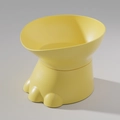 Ergonomic elevated bright yellow pet bowl with creative dinosaur paw base design - Dinosaur Foot Single Bowl / Yellow
