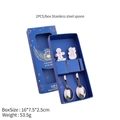 Christmas 2pcs stainless steel coffee spoon set with gingerbread man and snowman pendants - Gingerbread+Snowman Blue Box-Silver