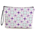 Borsa da trucco con motivo geometrico viola e blu con cerniera nera e cinturino - Stile Floreale Geometrico Viola (SN-532)