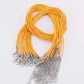 Yellow wax cord necklace string with silver lobster clasp and extension chain - Khaki/Earth Yellow